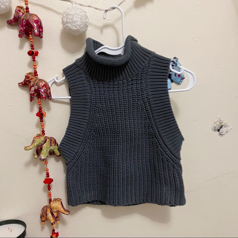 Silence + Noise Chainette Cropped Turtleneck Top - Picture 2 of 5